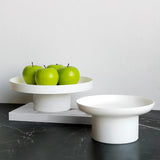 Maxbell 2x Round Stand Tray for Home Desktop Decor Large White +Small White