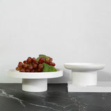 Maxbell 2x Round Stand Tray for Home Desktop Decor Large White +Small White