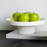 Maxbell 2x Round Stand Tray for Home Decor Large Black+Large White