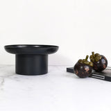 Maxbell 2x Household Round Stand Tray for Home Decor Large Black+Small Black