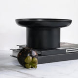 Maxbell 2x Household Round Stand Tray for Home Decor Large Black+Small Black