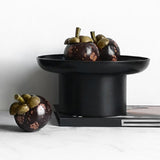 Maxbell 2x Household Round Stand Tray for Home Decor Large Black+Small Black