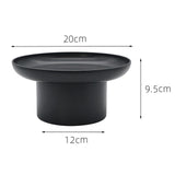 Maxbell 2x Household Round Stand Tray for Home Decor Large Black+Small Black