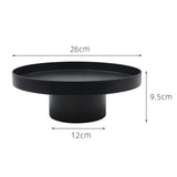 Maxbell 2x Household Round Stand Tray for Home Decor Large Black+Small Black