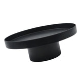 Maxbell 2x Round Stand Tray for Home Decor Large Black+Large White