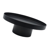 Maxbell 2x Household Round Stand Tray for Home Decor Large Black+Small Black