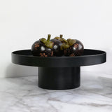 Maxbell 2x Household Round Stand Tray for Home Decor Large Black+Small Black