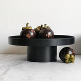 Maxbell 2x Round Stand Tray for Home Decor Large Black+Large White