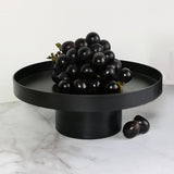 Maxbell 2x Household Round Stand Tray for Home Decor Large Black+Small Black