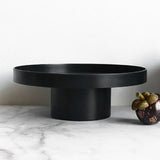 Maxbell 2x Household Round Stand Tray for Home Decor Large Black+Small Black