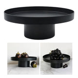 Maxbell 2x Household Round Stand Tray for Home Decor Large Black+Small Black