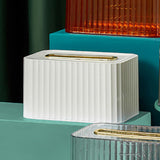 Maxbell Tissue Box Rounded Edge Tissue Dispenser for Dormitory Bathroom Organizer white gold