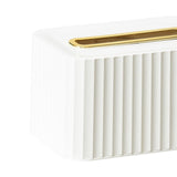 Maxbell Tissue Box Rounded Edge Tissue Dispenser for Dormitory Bathroom Organizer white gold