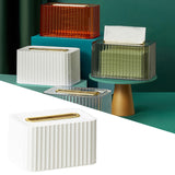Maxbell Tissue Box Rounded Edge Tissue Dispenser for Dormitory Bathroom Organizer white gold