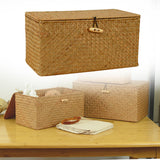 Storage Basket With Lid Woven Rattan Sundries Storage Box Wicker Basket S