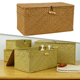 Storage Basket With Lid Woven Rattan Sundries Storage Box Wicker Basket S