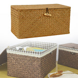 Storage Basket With Lid Woven Rattan Sundries Storage Box Wicker Basket S