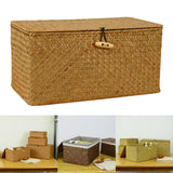 Storage Basket With Lid Woven Rattan Sundries Storage Box Wicker Basket S