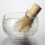 Maxbell 2x500ml Clear Textured Glass matcha bowl Cups With Pouring Spout