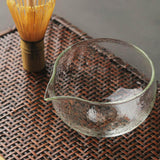 Maxbell 2x500ml Clear Textured Glass matcha bowl Cups With Pouring Spout