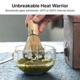 Maxbell 2x500ml Clear Textured Glass matcha bowl Cups With Pouring Spout