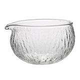 Maxbell 2x500ml Clear Textured Glass matcha bowl Cups With Pouring Spout