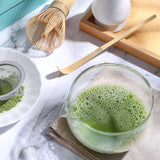 Maxbell 2x500ml Clear Textured Glass matcha bowl Cups With Pouring Spout