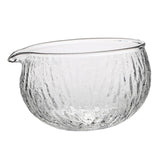 Maxbell 2x500ml Clear Textured Glass matcha bowl Cups With Pouring Spout