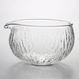 Maxbell 2x500ml Clear Textured Glass matcha bowl Cups With Pouring Spout