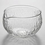 Maxbell 2x500ml Clear Textured Glass matcha bowl Cups With Pouring Spout