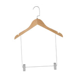 Maxbell 2xWooden Suit Hangers Pant Hangers Swivel Hook Sturdy Durable with Clips for Woman Clothes