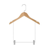 Maxbell 2xWooden Suit Hangers Pant Hangers Swivel Hook Sturdy Durable with Clips for Woman Clothes