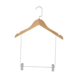 Maxbell 2xWooden Suit Hangers Pant Hangers Swivel Hook Sturdy Durable with Clips for Woman Clothes