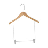 Maxbell 2xWooden Suit Hangers Pant Hangers Swivel Hook Sturdy Durable with Clips for Woman Clothes