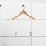 Maxbell 2xWooden Suit Hangers Pant Hangers Swivel Hook Sturdy Durable with Clips for Woman Clothes