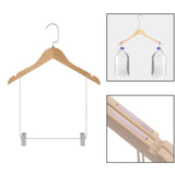 Maxbell 2xWooden Suit Hangers Pant Hangers Swivel Hook Sturdy Durable with Clips for Woman Clothes