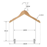 Maxbell 2xWooden Suit Hangers Pant Hangers Swivel Hook Sturdy Durable with Clips for Woman Clothes