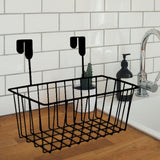 Maxbell 2xGrid Storage Baskets with Hooks over Cabinet Door Organizer Basket for RV Black