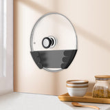 Wall Mount Pot Lid Hanger Portable Pan Storage Rack for Plates Board Kitchen Black