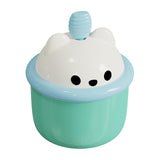 Maxbell 4xEgg Beater Whisk Cute Bear Shape Practical Hand Push Egg White Blender Mixer green