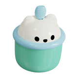 Maxbell 6xEgg Beater Whisk Cute Bear Shape Practical Hand Push Egg White Blender Mixer green