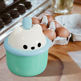 Maxbell 6xEgg Beater Whisk Cute Bear Shape Practical Hand Push Egg White Blender Mixer green