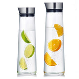 Maxbell 2xGlass Water Bottle Hot Cold Water Pitcher for Hot Cold Water Juice Fruit Tea 1L