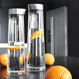 Maxbell 2xGlass Water Bottle Hot Cold Water Pitcher for Hot Cold Water Juice Fruit Tea 1L