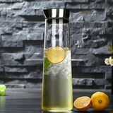 Maxbell 2xGlass Water Bottle Hot Cold Water Pitcher for Hot Cold Water Juice Fruit Tea 1L