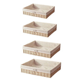 Maxbell 2xWoven Baskets Stackable Paper Rope Storage Basket for Snacks Cosmetics Lunch 40cmx30cmx9cm