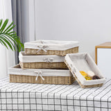 Maxbell 2xWoven Baskets Stackable Paper Rope Storage Basket for Snacks Cosmetics Lunch 40cmx30cmx9cm