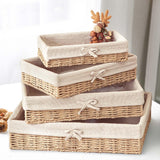 Maxbell 2xWoven Baskets Stackable Paper Rope Storage Basket for Snacks Cosmetics Lunch 40cmx30cmx9cm