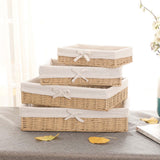 Maxbell 2xWoven Baskets Stackable Paper Rope Storage Basket for Snacks Cosmetics Lunch 40cmx30cmx9cm