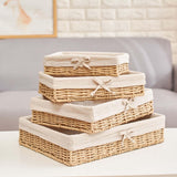 Maxbell 2xWoven Baskets Stackable Paper Rope Storage Basket for Snacks Cosmetics Lunch 40cmx30cmx9cm